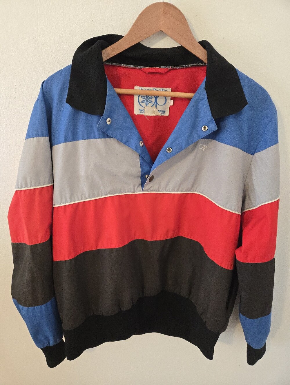 Vintage OP Ocean Pacific Windbreaker Pullover Jacket Mens Large Weather Wear